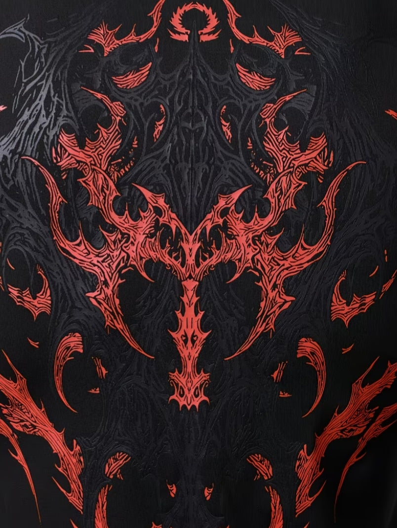 Men's Long Sleeve Shirt – Quick-Dry, High-Stretch Slim Fit | Gothic Geometric Print