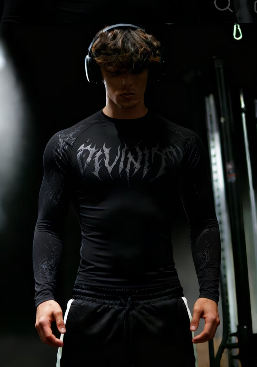 Men's Long Sleeve Shirt – Quick-Dry, High-Stretch Slim Fit | Gothic Geometric Print