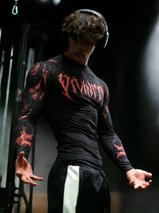 Men's Long Sleeve Shirt – Quick-Dry, High-Stretch Slim Fit | Gothic Geometric Print