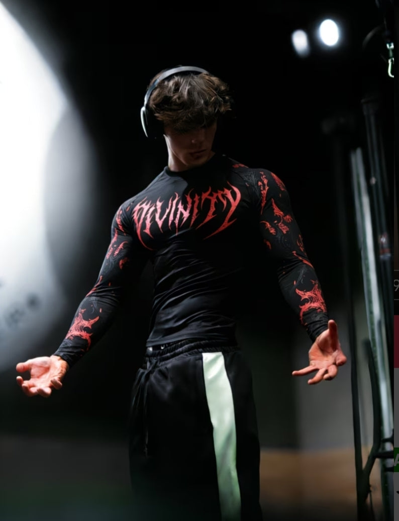 Men's Long Sleeve Shirt – Quick-Dry, High-Stretch Slim Fit | Gothic Geometric Print