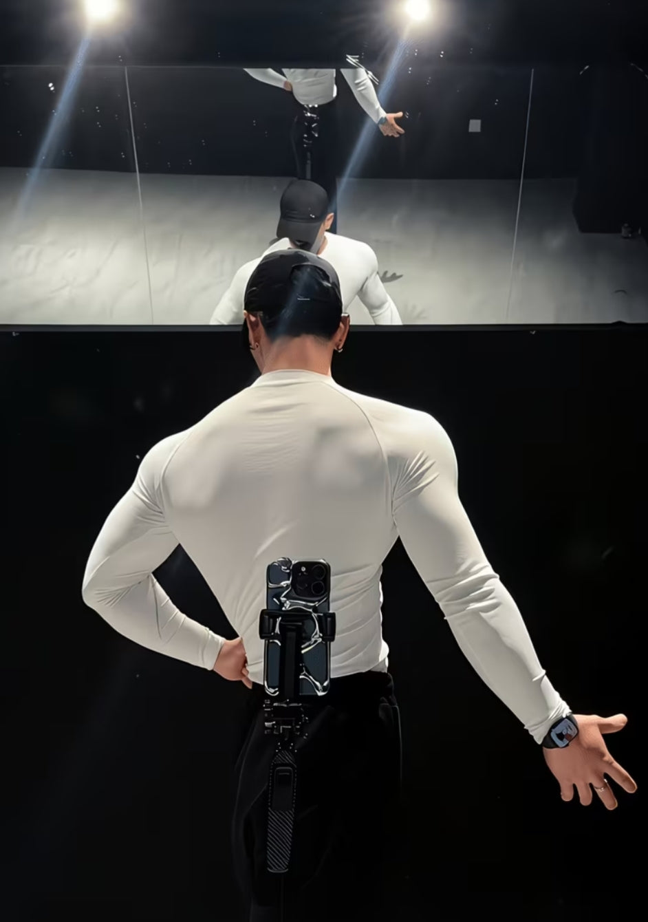 Men's Quick-Dry Long Sleeve Sport T-Shirt – White Athletic Shirt with Gothic Print