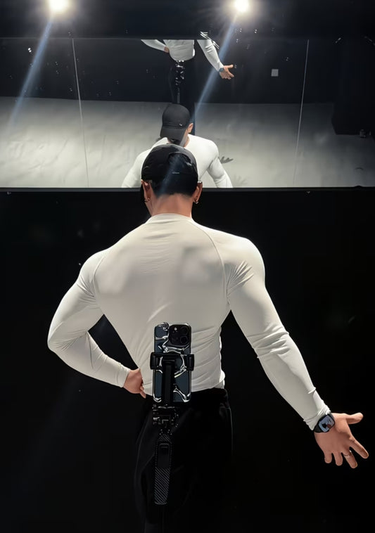 Men's Quick-Dry Long Sleeve Sport T-Shirt – White Athletic Shirt with Gothic Print