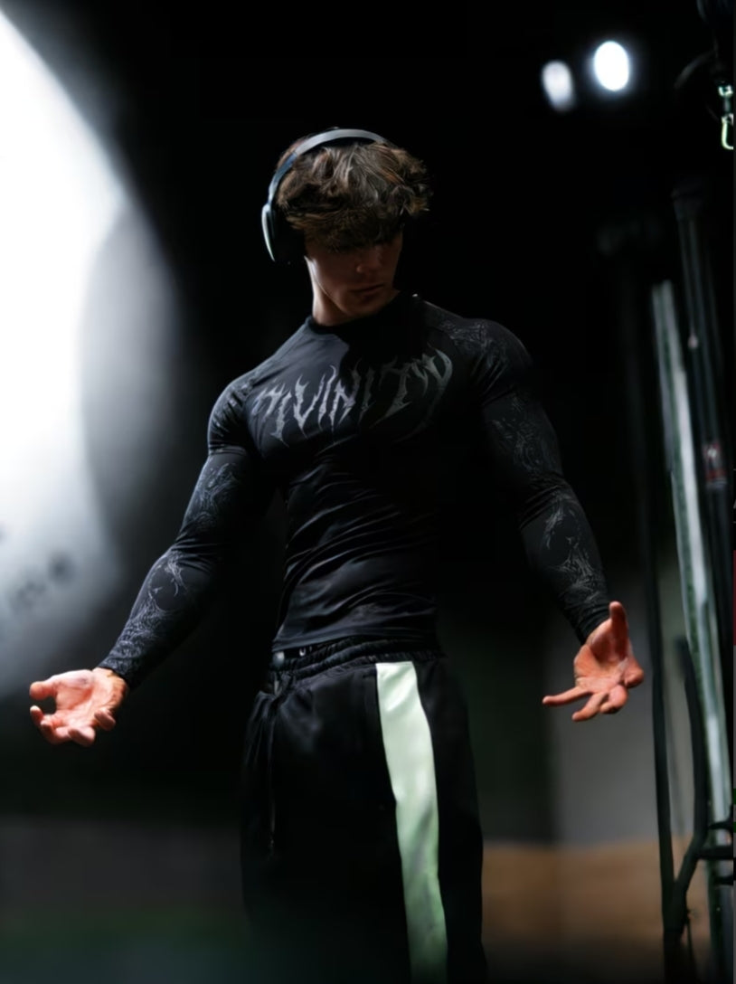 Men's Long Sleeve Shirt – Quick-Dry, High-Stretch Slim Fit | Gothic Geometric Print