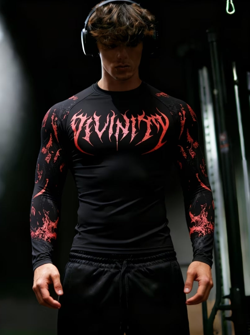 Men's Long Sleeve Shirt – Quick-Dry, High-Stretch Slim Fit | Gothic Geometric Print